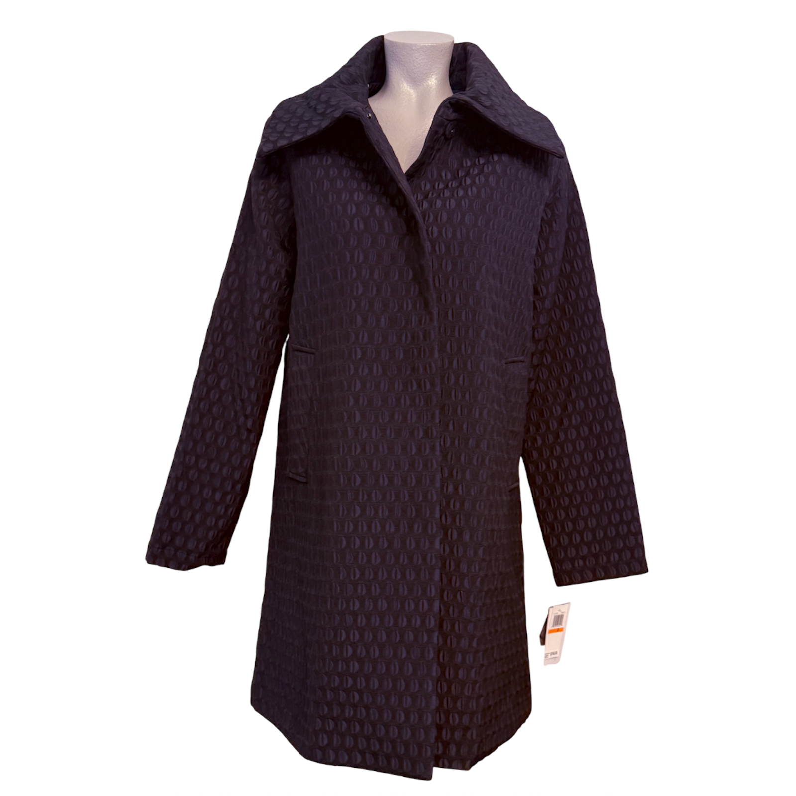 Nwt Jane Post Navy Hidden Quilted Jacquard Star Lined Rain Jacket Coat $745 Sz S — image 4 of 8
